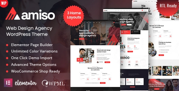 Amiso v1.9 – Web Design Agency wordpress theme Free Download